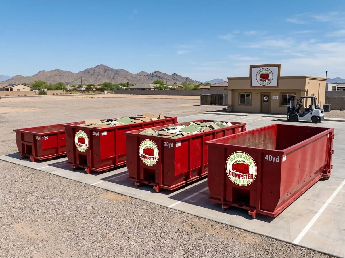 Maricopa Dumpster Rental Guys roll-off truck fleet serving Pinal County and the surrounding region